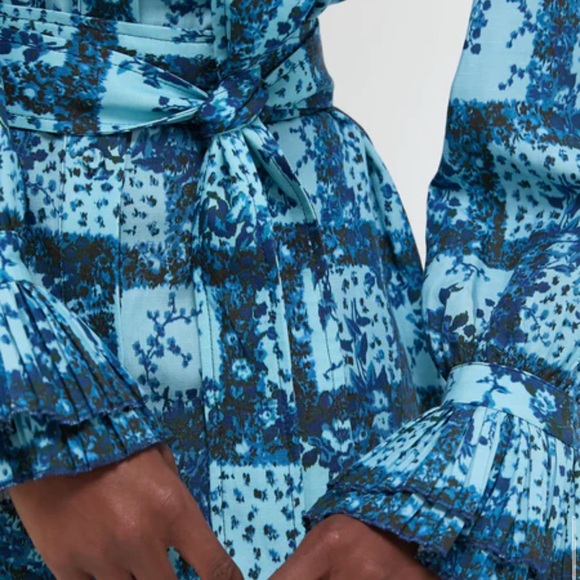 Tuckernuck Blue and White A-line Midi Dress with Notched Collar - Picture 6 of 9